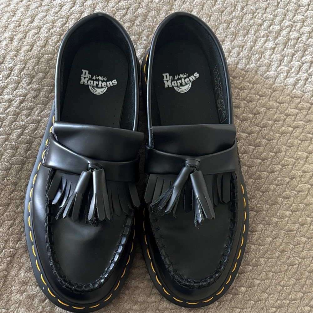 Dr. Martens Kids Black Moccasins with Tassels